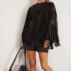 Isabel Marant Black Leather Fringe Jacket